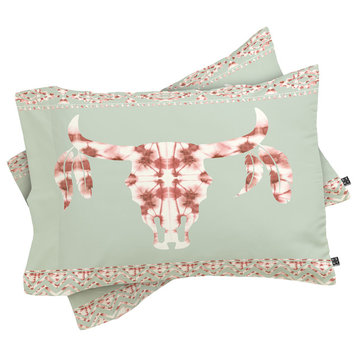 Deny Designs Southwest Boho Dye Skull Pillow Shams, Queen