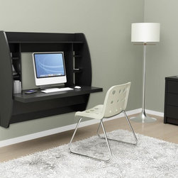 Prepac Floating Desk with Storage in Black - Desks And Hutches