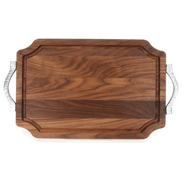 BigWood Boards Scalloped Cutting Board with Rope Handles, Walnut, 12" x 18"