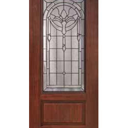 Entry Single Door 80 Fiberglass Palacio 1 Panel 3/4 Lite Glass - Front Doors