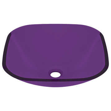 Tempered Glass Vessel Bathroom Vanity Sink Square Bowl By Table Top King, Purple