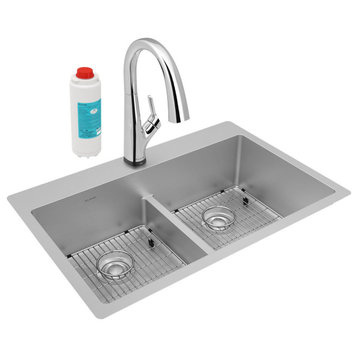 Crosstown 18 Gauge Stainless Steel 33" Dual Mount Sink Kit With Filtered Faucet