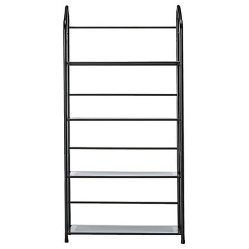 Black Four Shelf Metal Standing Book Shelf