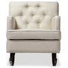 Bethany Fabric Upholstered Button-Tufted Rocking Chair, Light Beige