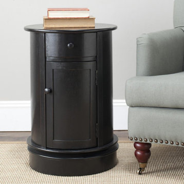 Rufus Swivel Accent Table Distressed Black