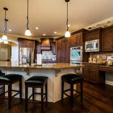 Cabinets with Dark Wood Floor