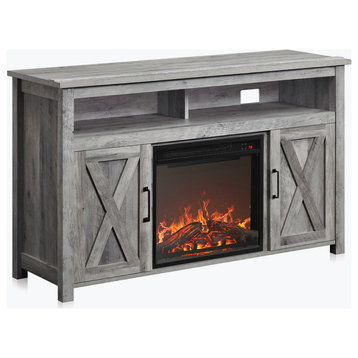 48" Corin TV Stand Console With 18" Electric Fireplace, Gray Wash