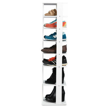 Costway Wooden Shoes Storage Stand 7 Tiers Shoe Rack Organizer Multi-shoe Rack