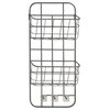 Modern Iron 2-Tier Basket Wall Rack With 3 Hooks, Gray