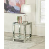 Coaster Contemporary Square Glass Top Storage End Table in Mirrored