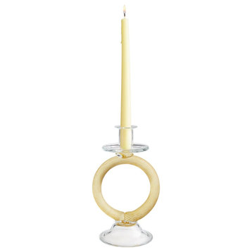 Cirque 8.5" Glass Candleholder in Amber