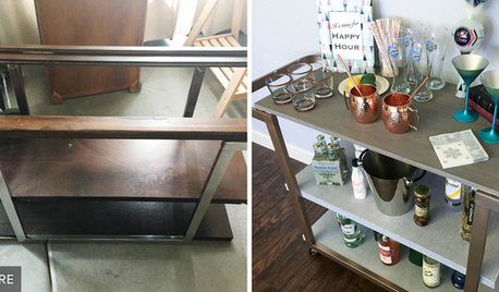 DIY Makeover: From Sad Shelving Unit to Glam Bar Cart