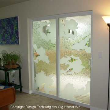 Custom Etched/ Sandblasted/ Carved Glass Doors