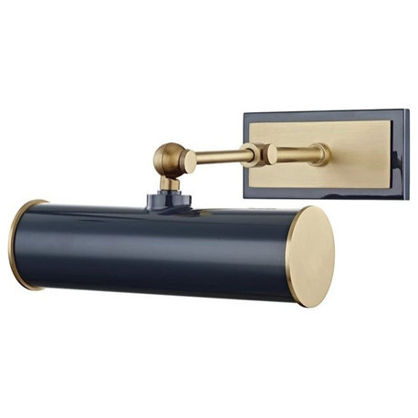 Hudson Valley Holly 1-Light Picture Light, Aged Brass/Navy