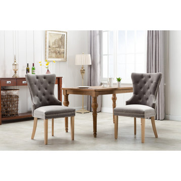 Home Beyond Velvet Upholstered Armless Dining Chairs, Light Gray