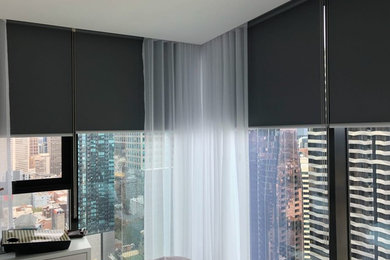 Design ideas for a modern guest bedroom in Melbourne.