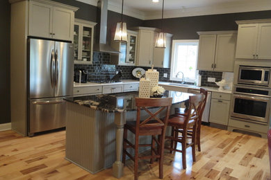 Design ideas for a transitional kitchen in Cleveland.