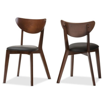 Sumner Mid-Century Dining Chairs, Black/Walnut Brown, Set of 2