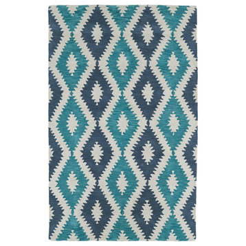 Kaleen Hand-Tufted Lakota Wool Rug, Turquoise, 9'x12'