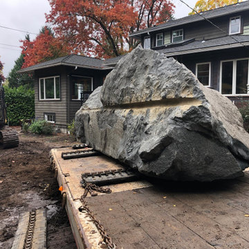 Bocce Ball Court, Pond, Granite Rocks and Dimensonal Flagstone