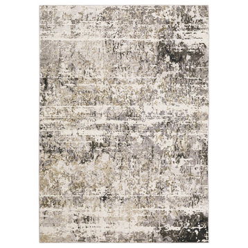 Noble Distressed Abstract Grey/ Ivory Indoor Area Rug, Grey, 7'10"x10'10"