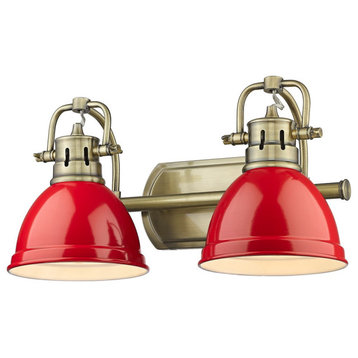 Golden Duncan 2-Light Bath Vanity 3602-BA2 AB-RD, Aged Brass