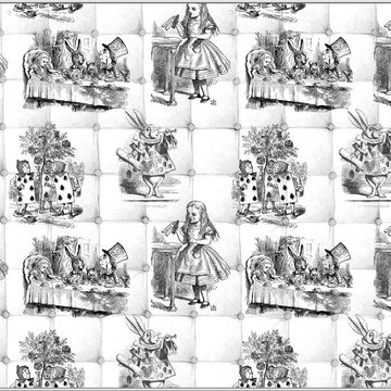 Alice in Wonderland Toile Faux Padded Casart Headboard
