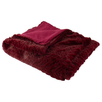 Burgundy Red Ultra Plush Faux Fur Throw Blanket 55" x 63"