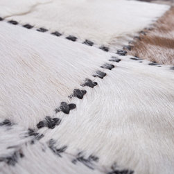 Luxury Handmade Cowhide Patchwork Area Rug, Rectangle, Brown White, 5'2"x2'3" - Hall And Stair Runners