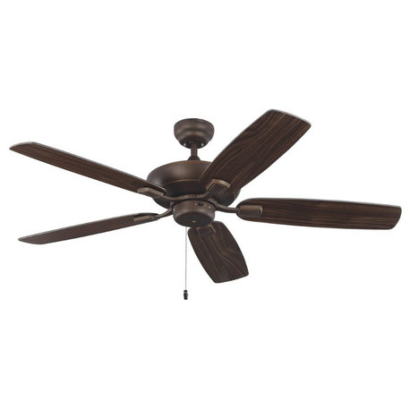 52-Inch 5 Blade Ceiling Fan In Aged Pewter Light Grey Weathered Oak Blade