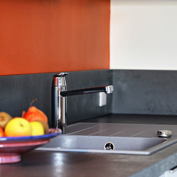 Cuisine Chêne Blanc, Anthracite et orange