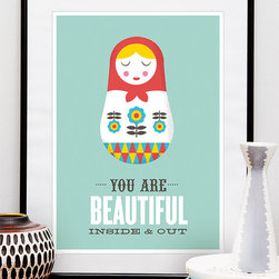 You are beautiful inside and out quote print - Artwork