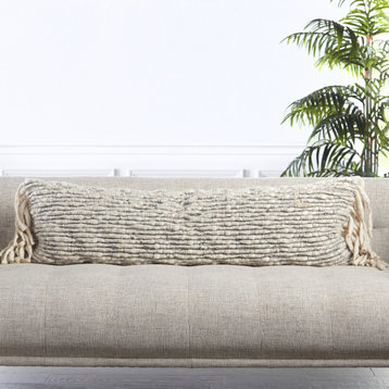 Jaipur Living Artos Textured Gray/ Cream Lumbar Pillow, Polyester Fill