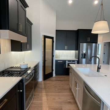 Black Paint and Light White Oak Kitchen Design