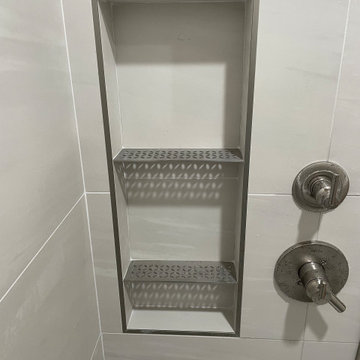 MASTER BATHROOM - Large Shower with 16" x 32" Porcelain Tile, Hex Floor Tile
