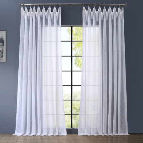 Signature Double Wide White Sheer Curtain Single Panel, 100"x96"