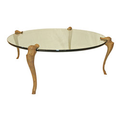 Glass Cocktail Table with Brass Legs - Products