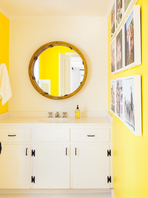 Yellow And White Bathroom Design Ideas, Remodels & Photos