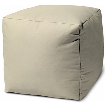 17  Cool Neutral Ivory Solid Color Indoor Outdoor Pouf Cover