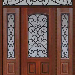 Prehung Sidelites-Transom Door 80 Fiberglass Palermo Arch Lite - Front Doors