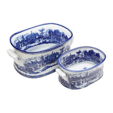 Blue and White Planter, Set of 2