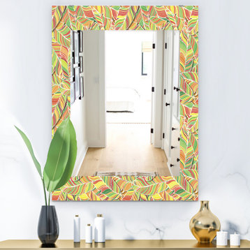 Designart Tropical Mood Bright 1 Bohemian And Eclectic Frameless Wall Mirror, 28