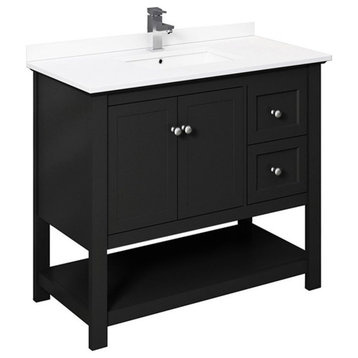Fresca Manchester 42" Traditional Wood Bathroom Cabinet with Top/Sink in Black