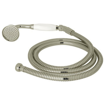 Rohl Inclined Hand Shower, Porcelain Handle, 60In Hose, Polished Nickel