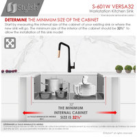 STYLISH 32 in Workstation Double Bowl Undermount Kitchen Sink with Accessories
