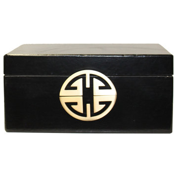 Oriental Round Hardware Black Rectangular Container Box Large Hcs5515C