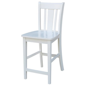 San Remo Solid Wood Counter Height Stool in White - 24" Seat Height