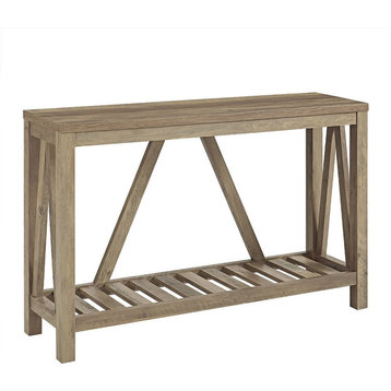 52 Wood A-Frame Rustic Entry Console Table - Reclaimed Barnwood Brown