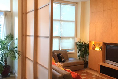 Trendy living room photo in New York