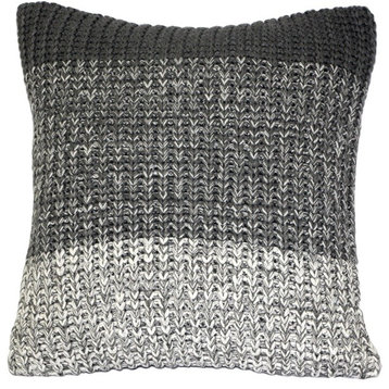 Pillow Decor, Hygge Gray Stripe Knit Pillow